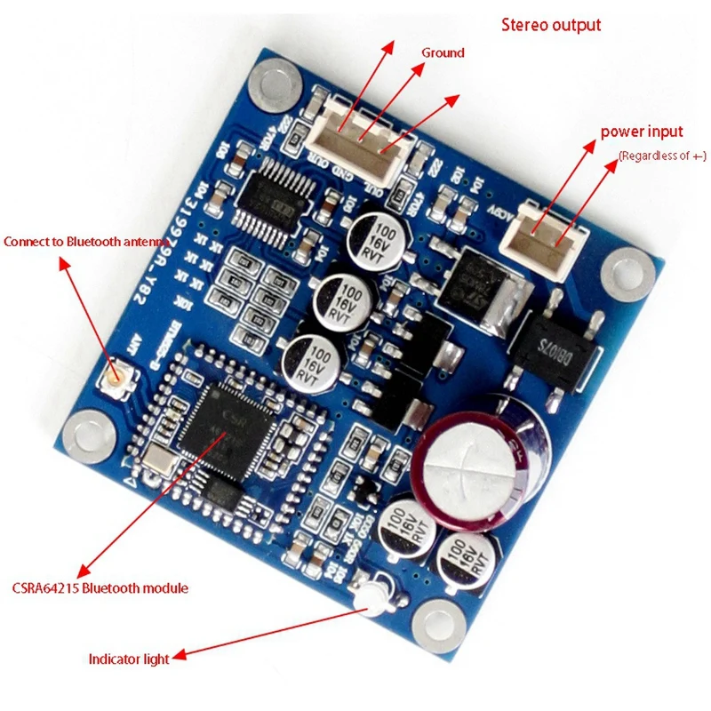 AC6-12V 1A 4.2 Bluetooth Power Amplifier Board CSRA64215 Stereo (Support Aptx-Ll) | Электроника