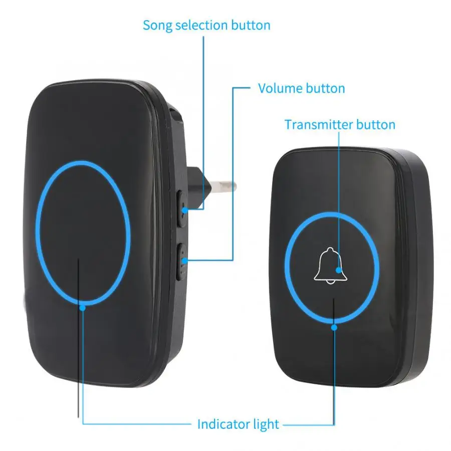 Домашний Беспроводной дверной звонок музыкальный телефон внешний передатчик 1