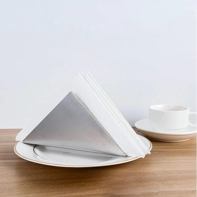 

Triangle Napkin Holder Stainless Steel Decorative Paper Cocktail Napkin Dispenser Organizer for Kitchen Countertops, Dinner Tabl