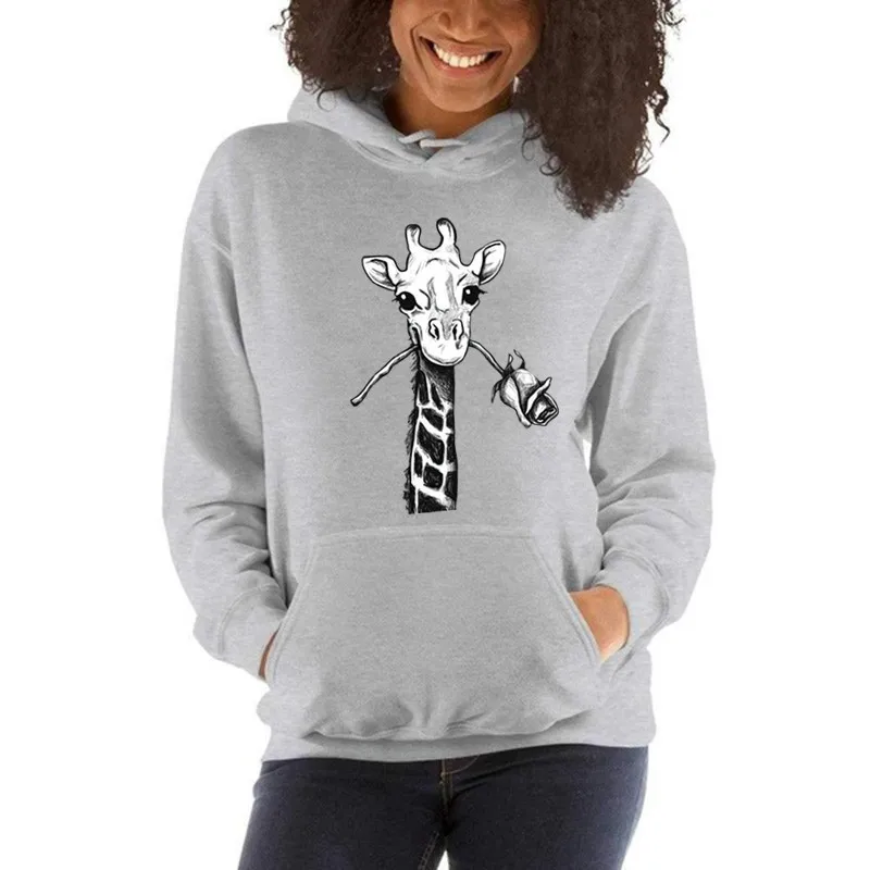 

Giraffe Pattern Printed Long-sleeved Hood Streetwear Women Sweatshirts Fashion Tops Spring/Autumn Women Hoodies