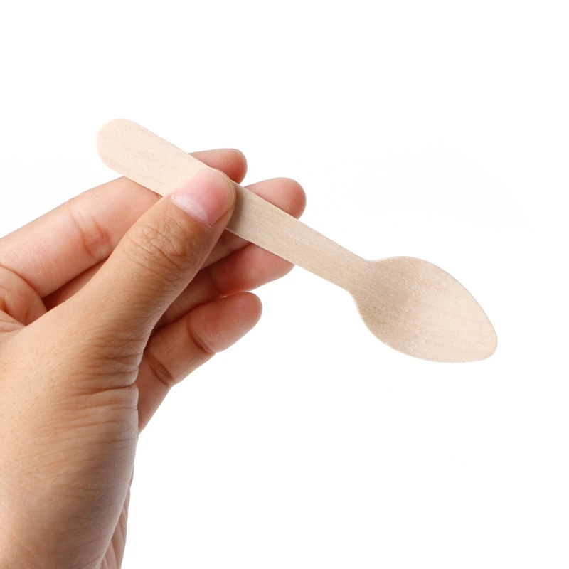 

100Pcs Disposable Mini Wooden Spoon Ice Cream Dessert Spoons Wedding Parties
