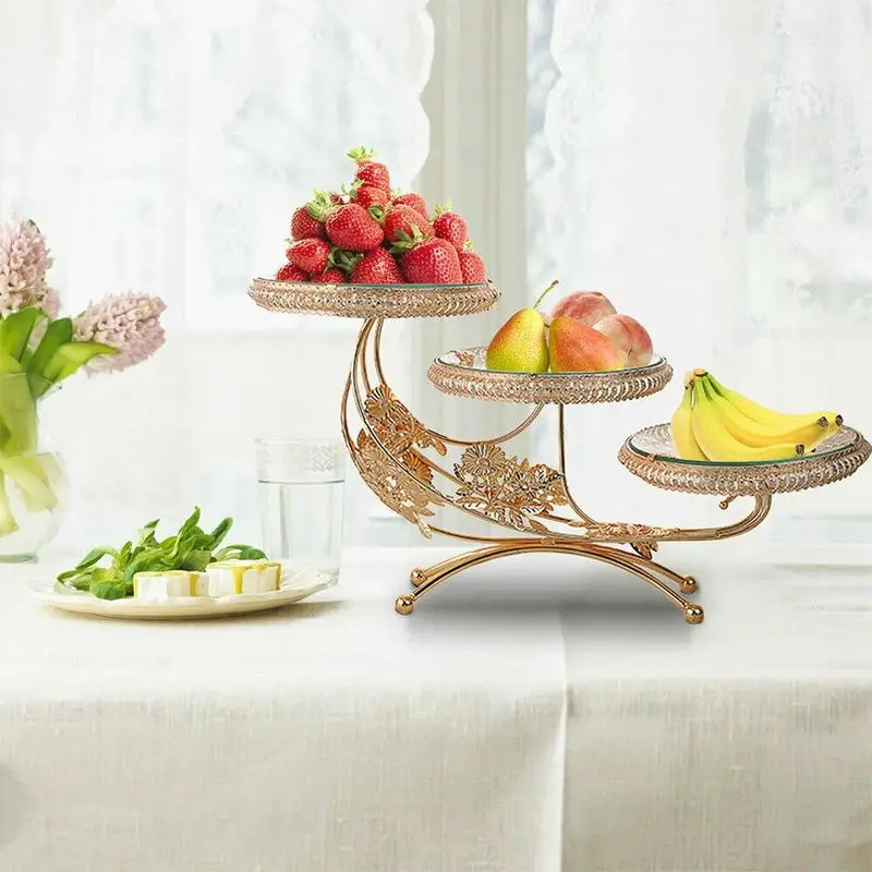 

3 Layers Fruit Bowl Round Display Serving Tray Dessert Cupcake Stand Holder Decor for Wedding Party Desktop Decoration