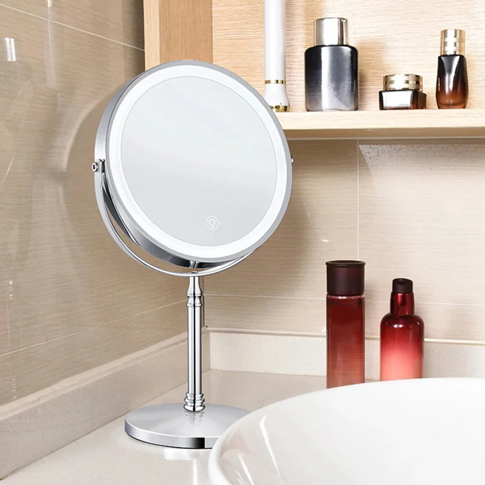 

10X Magnifying Makeup Mirror with LED Light Rechargeable Room Tabletop Mirror