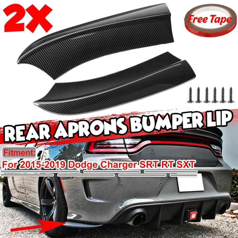 Top!-Carbon Fiber Look Car Rear Bumper Lip Splitters Canards Side Aprons Cover for Dodge Charger SRT RT SXT 2015-2021 | Автомобили и