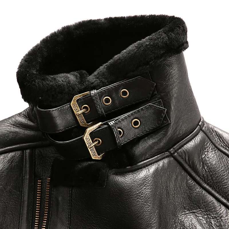 

sheepskin super quality warm genuine fur jackets men's winter autumn shearling bomber jacket vintage large size coats