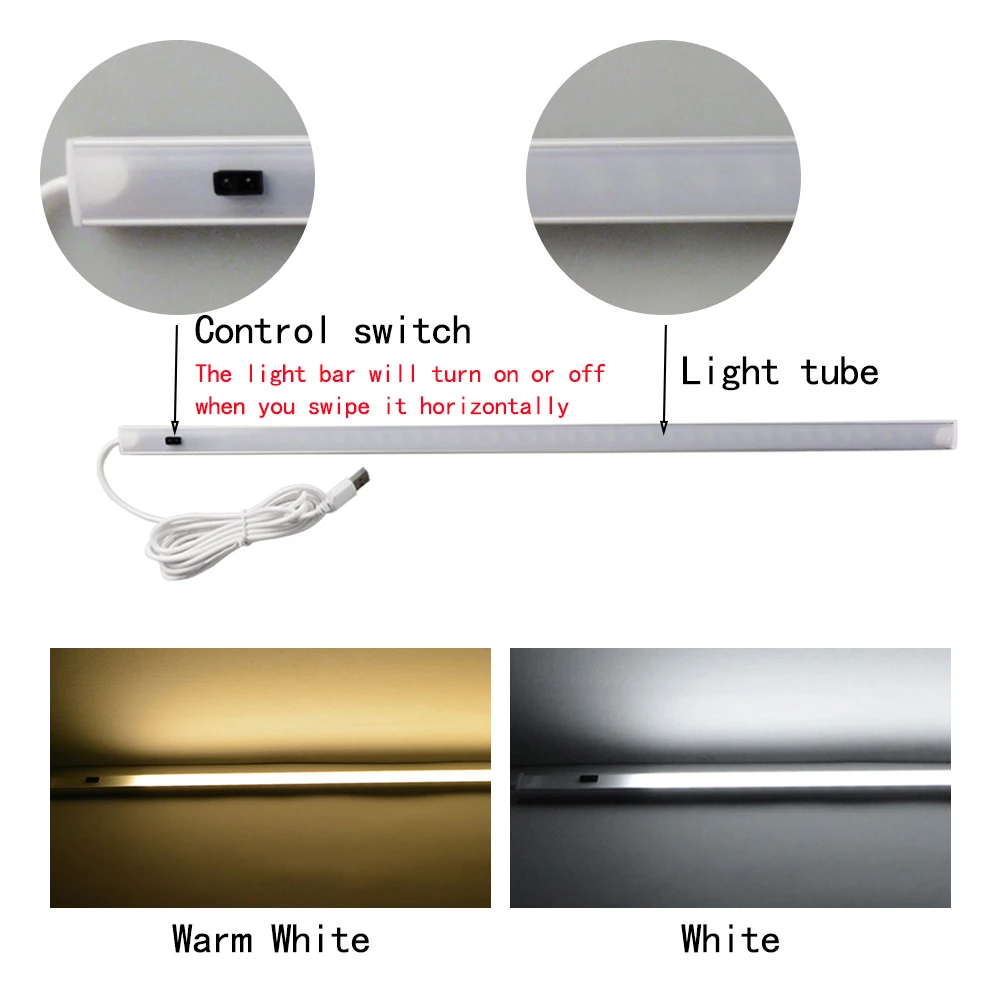 30 40 50cm LED Cabinet Light PIR Motion Sensor Hand Scan Night light 5V USB Desk lamp Reading home Kitchen Wardrobe Decor | Освещение