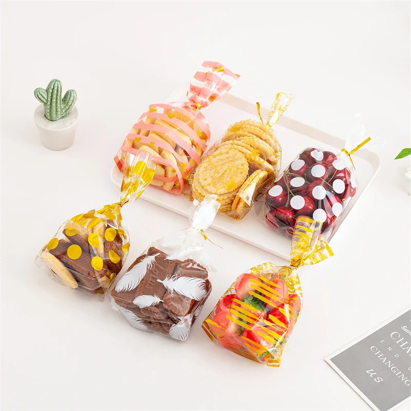 

50pcs Bags Plastic Gifts Packaging Pouches Birthday Wedding Party Bakery Cookies Snack Biscuit Candy Popcorn Pouches