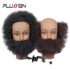Голова манекена для косметологии короткие человеческие волосы, мужская модель с бесплатным зажимом, Парикмахерская, учебная голова для школы, афро волосы