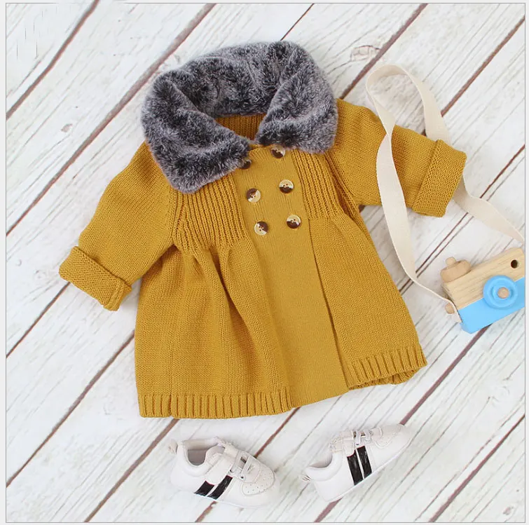 

Girls Winter Top Coat Toddler Kid Thicken Fur Collar Warm Jacket Outwear