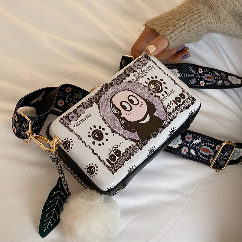 Милая модная сумка на плечо из искусственной кожи с мультяшным принтом для