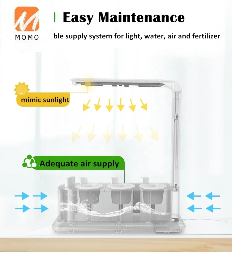 

indoor hydroponic garden mini smart garden with LED growing light
