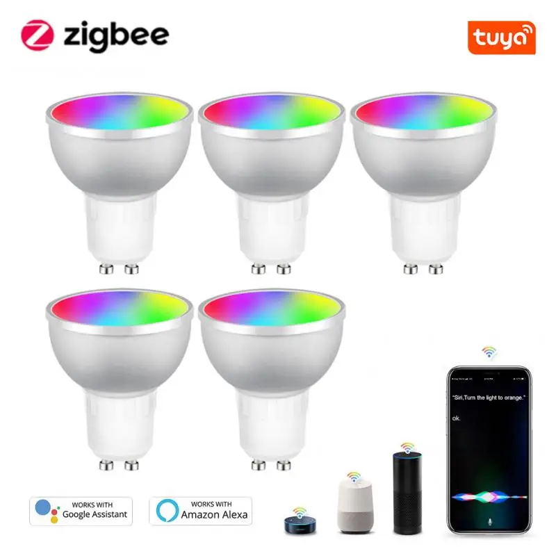 

Tuya Zigbee Smart Light Bulb Gu10 LED Lamp RGBCW Work With Alexa/Google Home Dimmable Timer Function LED Bulb Smart Home
