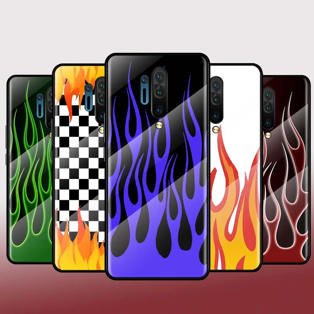 

Neon Flames Fire Tempered Glass Hot New Shell Luxury Cover For Oneplus 7 7T 8 Z 8 8T 9 9R Nord PRO 5G Phone Case