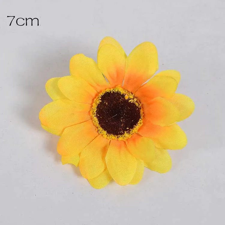 7cm yellow 1pcs 1 шт./лот Искусственные цветы ручной работы, шелковая Маргаритка Подсолнух для рукоделия, венок, скрапбукинг, свадебное украшение для дома, искусственный цветок - Цвет: 7cm yellow 1pcs