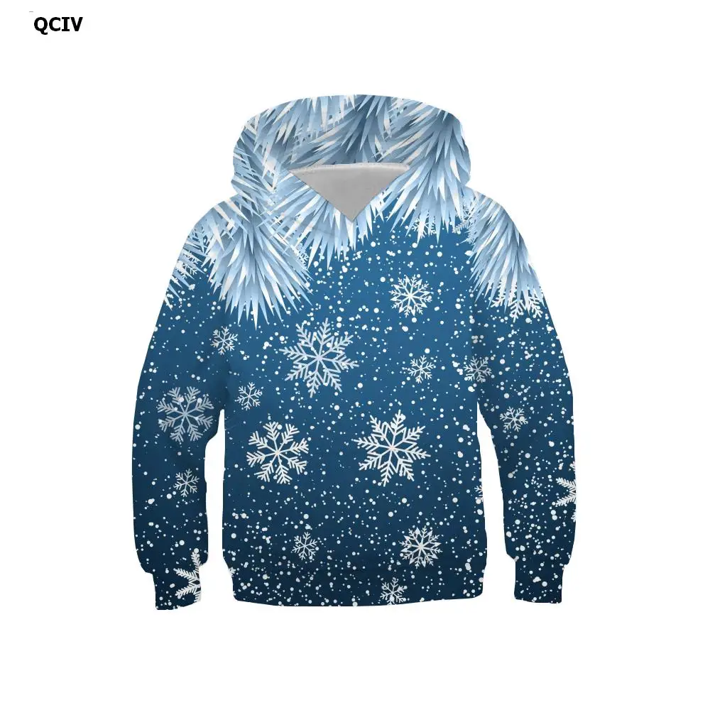 

QCIV 3d Hoodies Christmas Sweatshirts boy Snowflake Hoodie Print Leaves 3d Printed Painting Hooded Casual Long Sleeve Streetwear