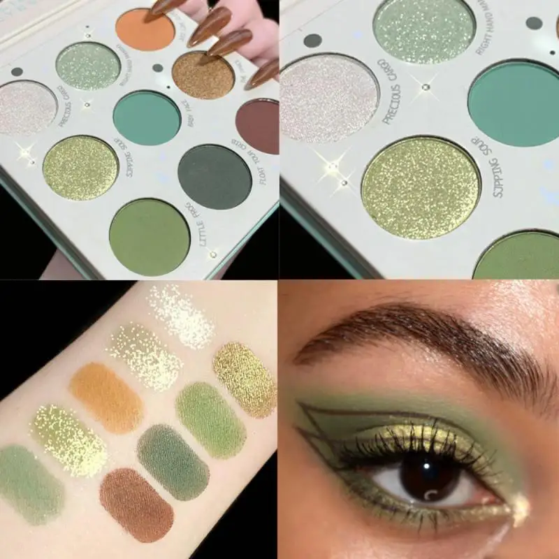 

9 Colors Olive Green Eyeshadow Palette Eye Makeup Matte Glitter Metallic Shimmer Eye pigment Eye Shadow Long-lasting