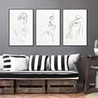 Настенный плакат в скандинавском стиле, черный, белый, голая, абстрактная женская обнаженная, Однолинейный холст, модульные картины, рисунок, домашний декор