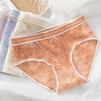roseheart new women fashion cotton bottom lace mesh mid waist panties underwear lingerie sexy women briefs m l xl underpants
