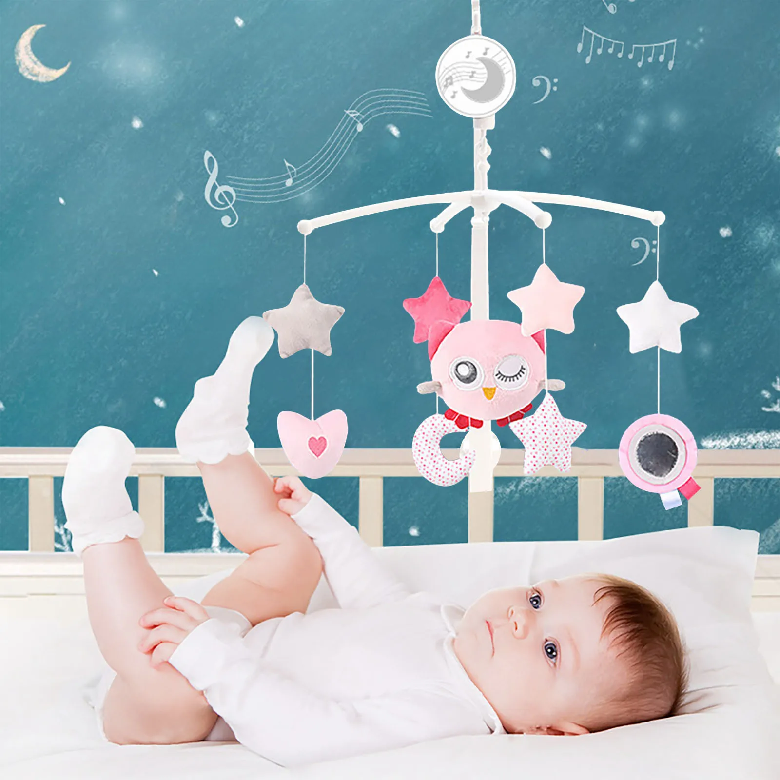

Mobile Musical Cradle Baby 360 ° Rotatable Baby Crib Holder Toy Hanging Bed Bell Baby Bed Newborn Cradle Toy #G