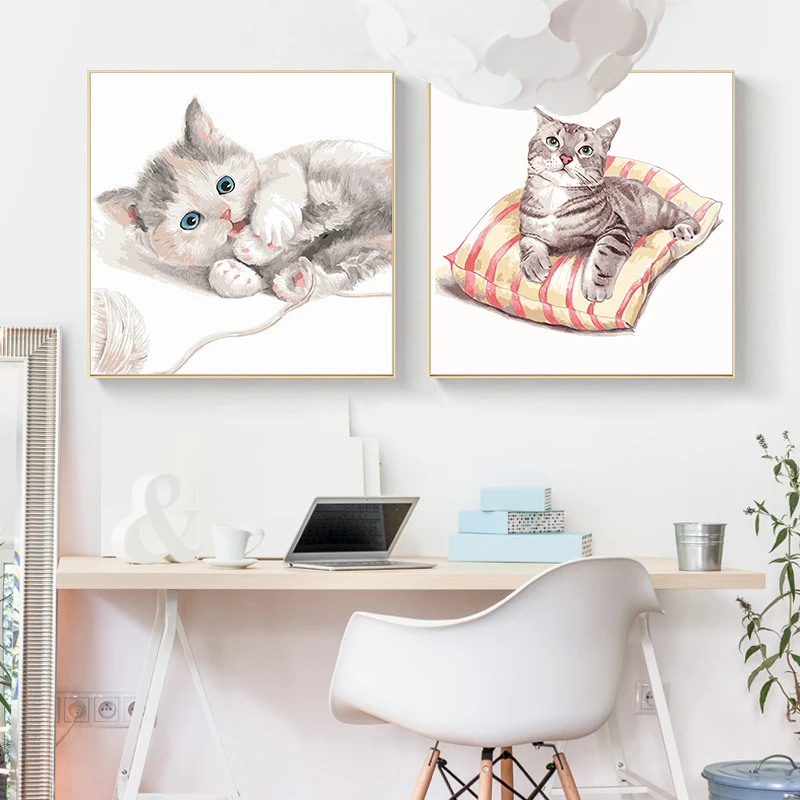 DIY Цифровая живопись картина маслом кот милые животные художественная ручная