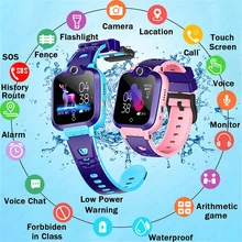 Childrens Smart Watch GPS SOS Phone Wrist Watch Smartwatch With Sim Card Photo Waterproof IP67 Kids Gift For IOS Xiaomi Android