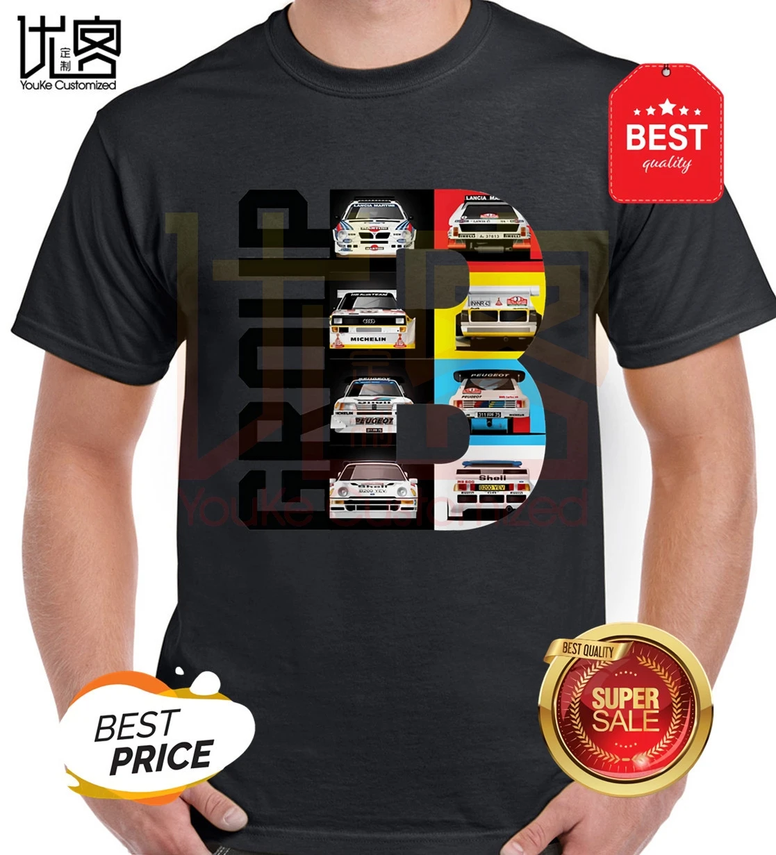 Футболка ралли Group B WRC с принтом история мира и машинки мужские женские топы из 100%