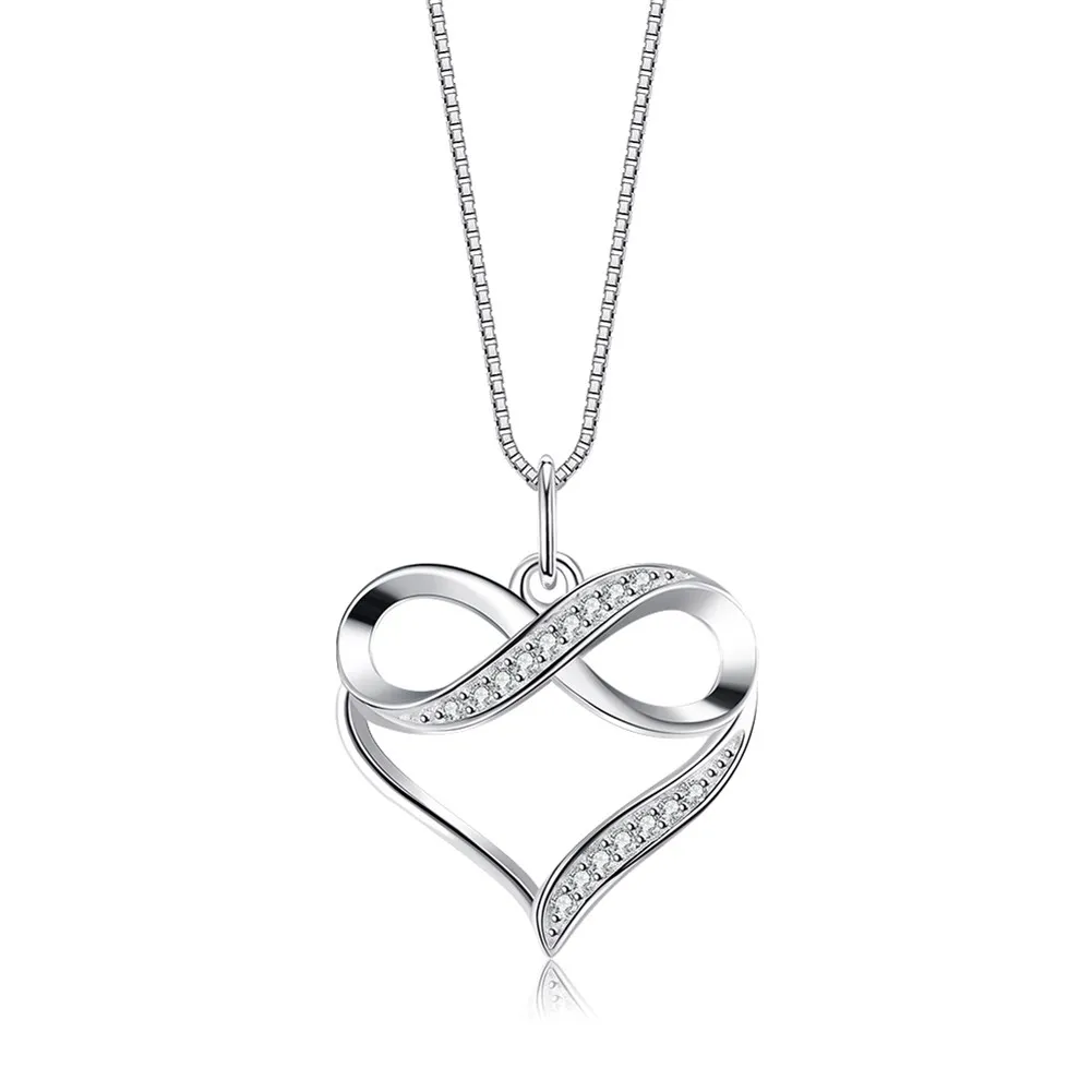 

ZEMIOR S925 Sterling Silver Necklace For Women Heart Shape Inlay Cubic Zirconia Pendent Necklace Send Lover Gifts Fine Jewelry