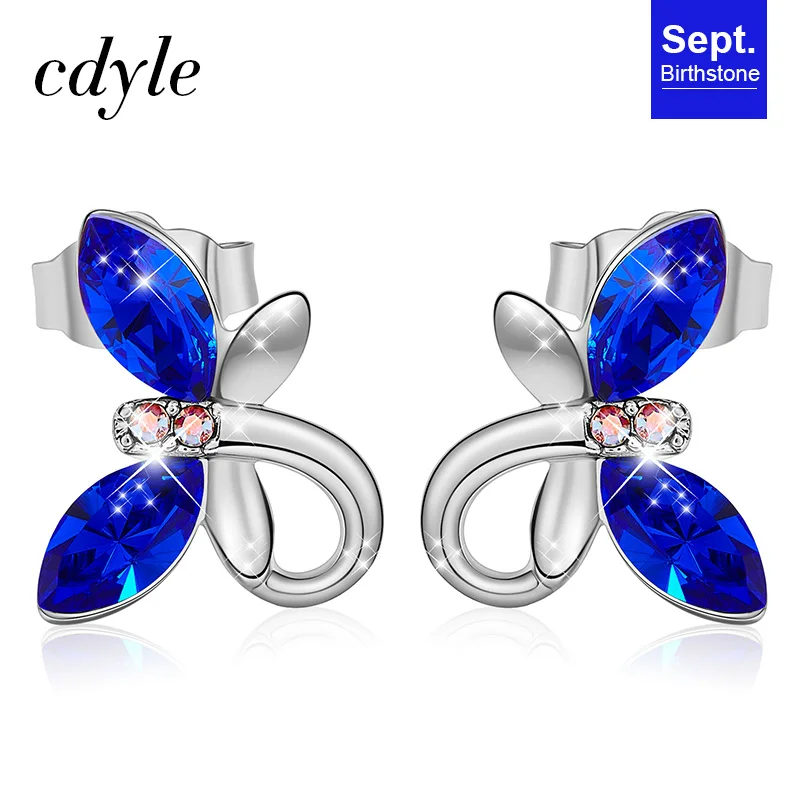 Sept Cdyle, с изображением милой бабочки Стад Серьги, украшенные кристаллами от Сваровски, серьги, ювелирные изделия Kolczyki; искусственная кожа; Прямая(дропшиппинг); Damskie 925 иглы - Окраска металла: Sept