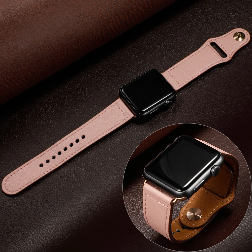 Ремешок для apple watch Band 44 мм apple watch 5 4 3 2 iwatch band 42 мм correa 38 мм 40 мм кожаный браслет pulseira ремешок для часов