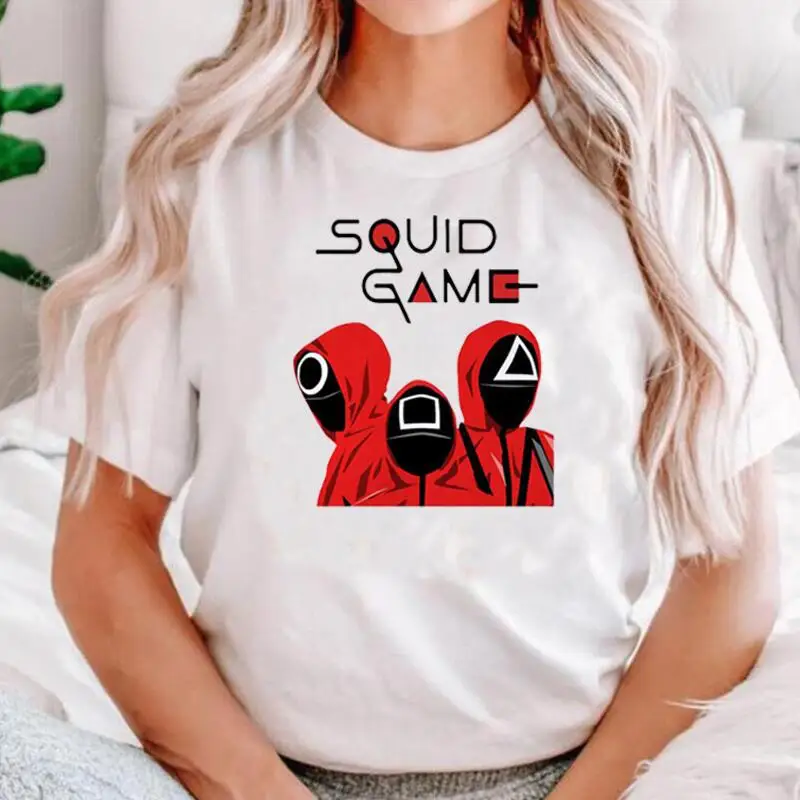 

Korean TV Squid Game Woman Tshirts Cartoon Summer Short Sleeve Tee Shirt Femme Fashion Casual T Shirt Women Tops Harajuku Shirt