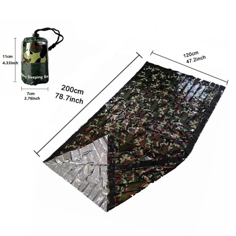 

New Foldable Survival Double Sleeping Bag Warm Emergency Multipurpose PE Aluminum Film Durable Gadget for Outdoor Camping
