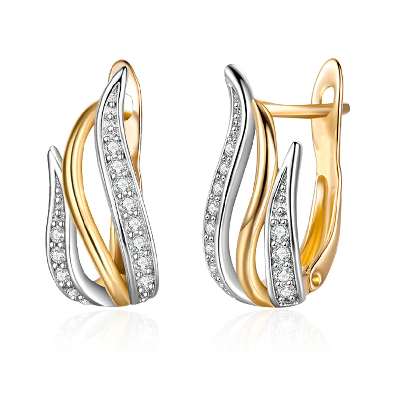 gold white MAIKALE новые модные геометрические CZ серьги-гвоздики для женщин Золотая Хрустальная серьга с драгоценным камнем Свадебные украшения Изысканные Подарки - Окраска металла: gold white