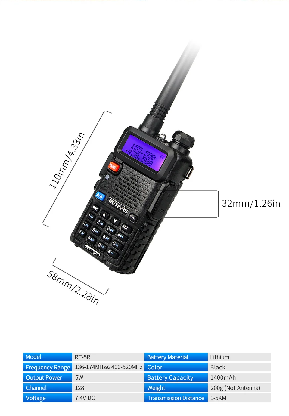 10 шт. RETEVIS RT5R Walkie Talkie VHF UHF двухдиапазонный любительский радиоприемник VOX FM двухсторонний радиоприемник для Baofeng UV-5R UV5R