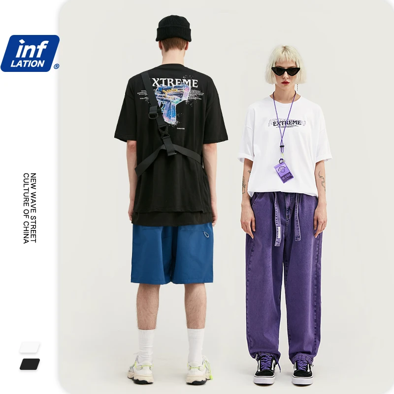 Мужская хлопковая футболка INFLATION трендовая уличная в стиле хип хоп модель 1084S20