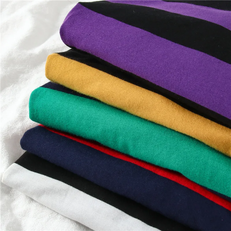 Fives colors Women Cotton Purple Striped Tops Slim Fit t shirt Harajuku Tshirt Summer Long Sleeve Korean Feminina Tops