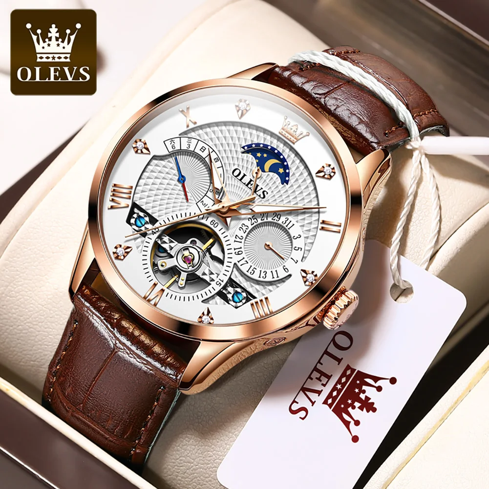 

OLEVS New Luxury Men Automatic Mechanical Watch Waterproof Luminous Watches For Men Stainless Steel Strap Reloj Meca