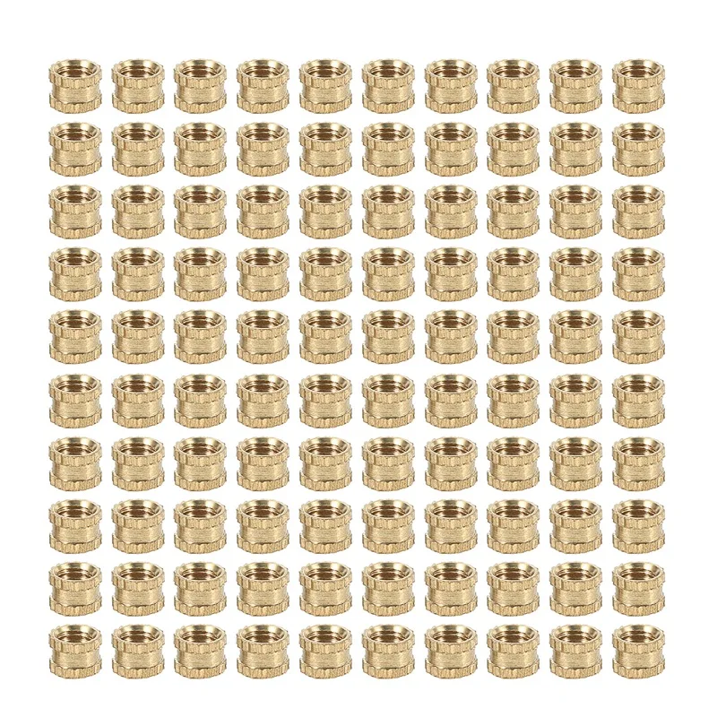 

M3 x 3mm Female Thread Brass Knurled Threaded Insert Embedment Nuts 100PCS