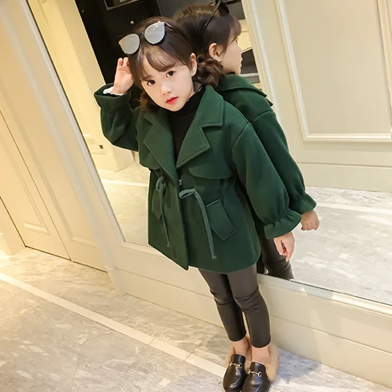 2019 зимнее длинное шерстяное пальто для маленьких девочек детская модная плотная