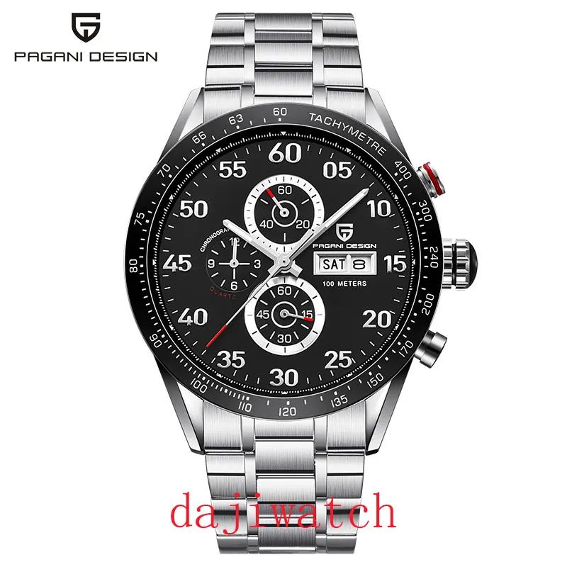Pagani 42 мм роскошный дизайн черный циферблат Многофункциональный кварцевый