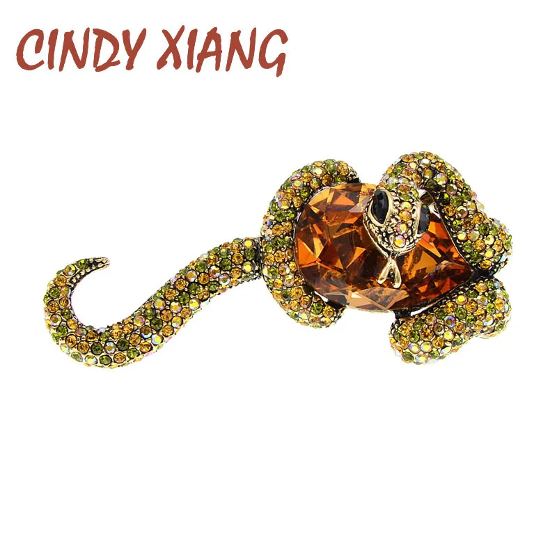 Женская крупная брошь CINDY XIANG стразы в виде змеи и камня массивные заколки с