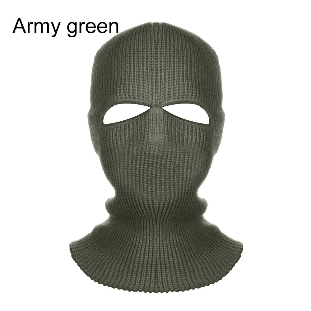 army green Новая армейская тактическая маска с 3 отверстиями, маска для лица, лыжная маска, зимняя шапка, Балаклава, капюшон, мотоциклетный шлем, шлем для всего лица - Цвет: army green