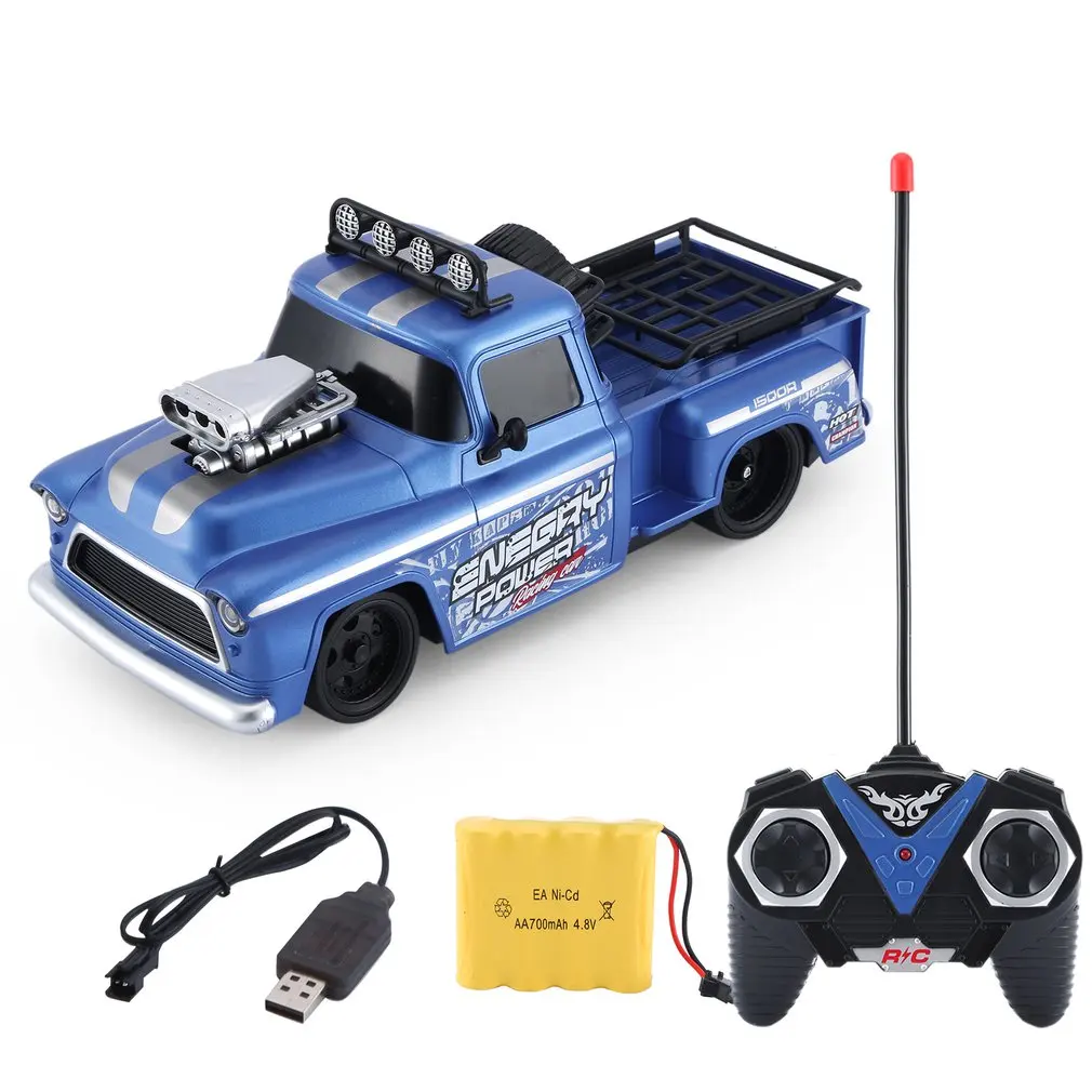 

1:16 RC Car Retro Ford Pick-up Model 4 channels Remote Control Car 27Mhz With Music Lights Christmas Gift Toys For Kids