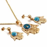 women lady unique hamsa hand of fatima evil eye pendant charm chain earrings fashion stainless steel gold jewelry 2020