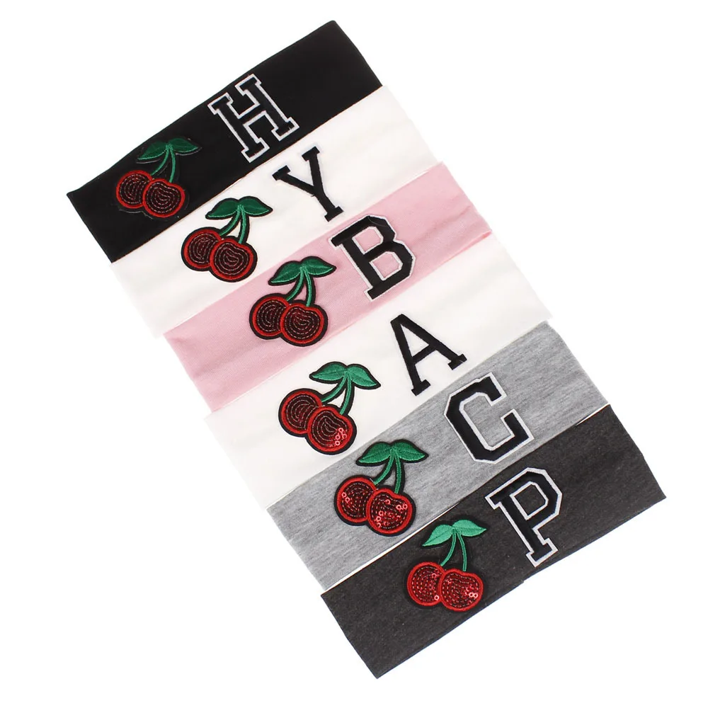 

Baby Boys Girls Cherry Letter Headband Hair Band Accessories Baby Cotton Headwear Cute Elastic Kids Hair Accessories