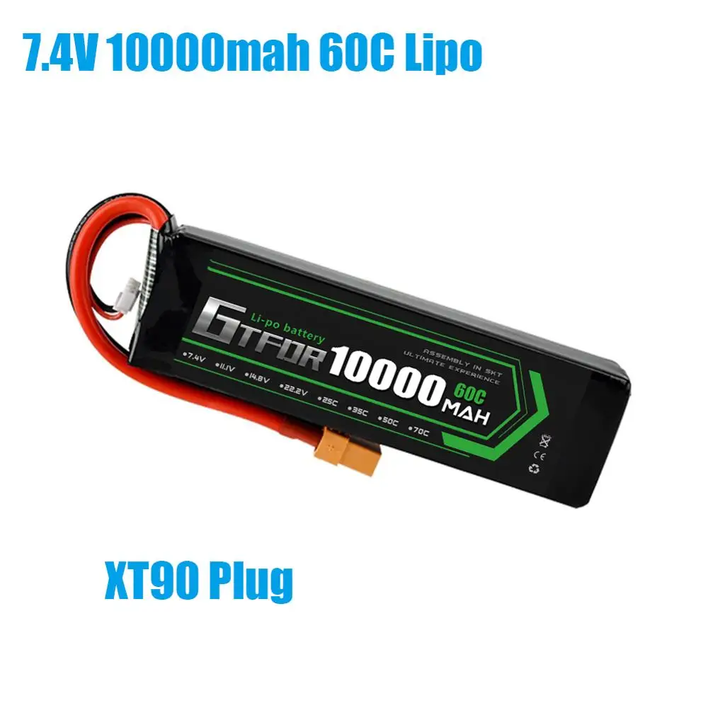 GTFDR батарея lipo 2S 7,4 V 10000mah 60C 120C HV 3S 11,4 V 5200mah 20C 40C для радиоуправляемого автомобиля дрона FPV Walkera QR X350 PRO квадрокоптера - Цвет: 1PCS10000mahXT90