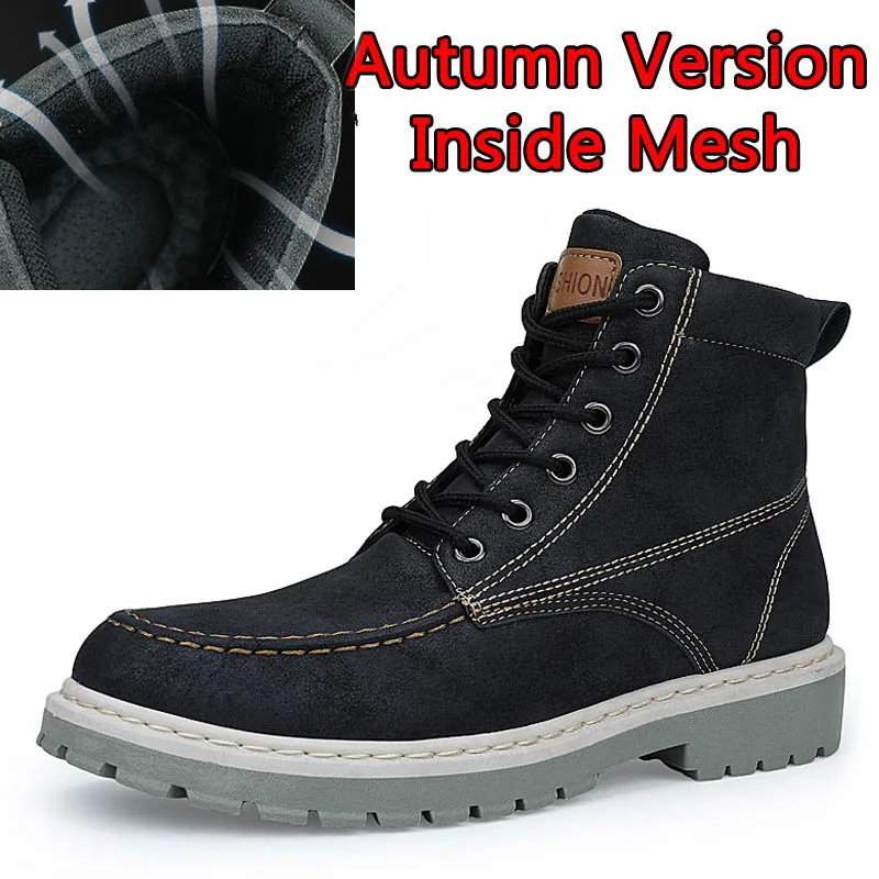 01 Autumn Black SURGUT/осенне-зимние мужские ботинки новые ботинки в винтажном стиле мужская обувь повседневные модные высокие ботильоны на шнуровке Zapatos De Hombre - Цвет: 01 Autumn Black
