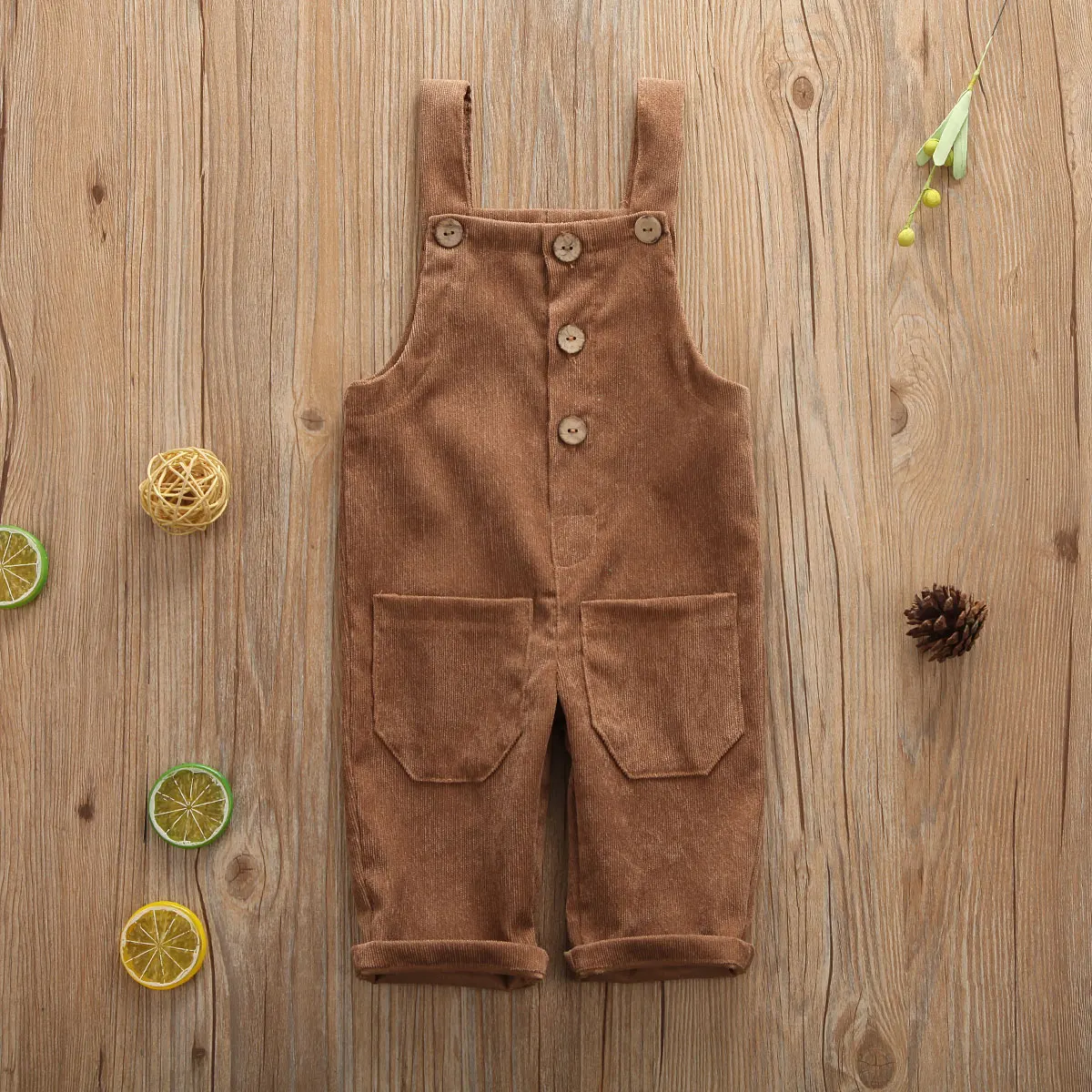 

Infant Baby Boys Girls Velvet Suspender Overalls Pants Button Strap Long Jumpsuit Loose Trousers Rompers