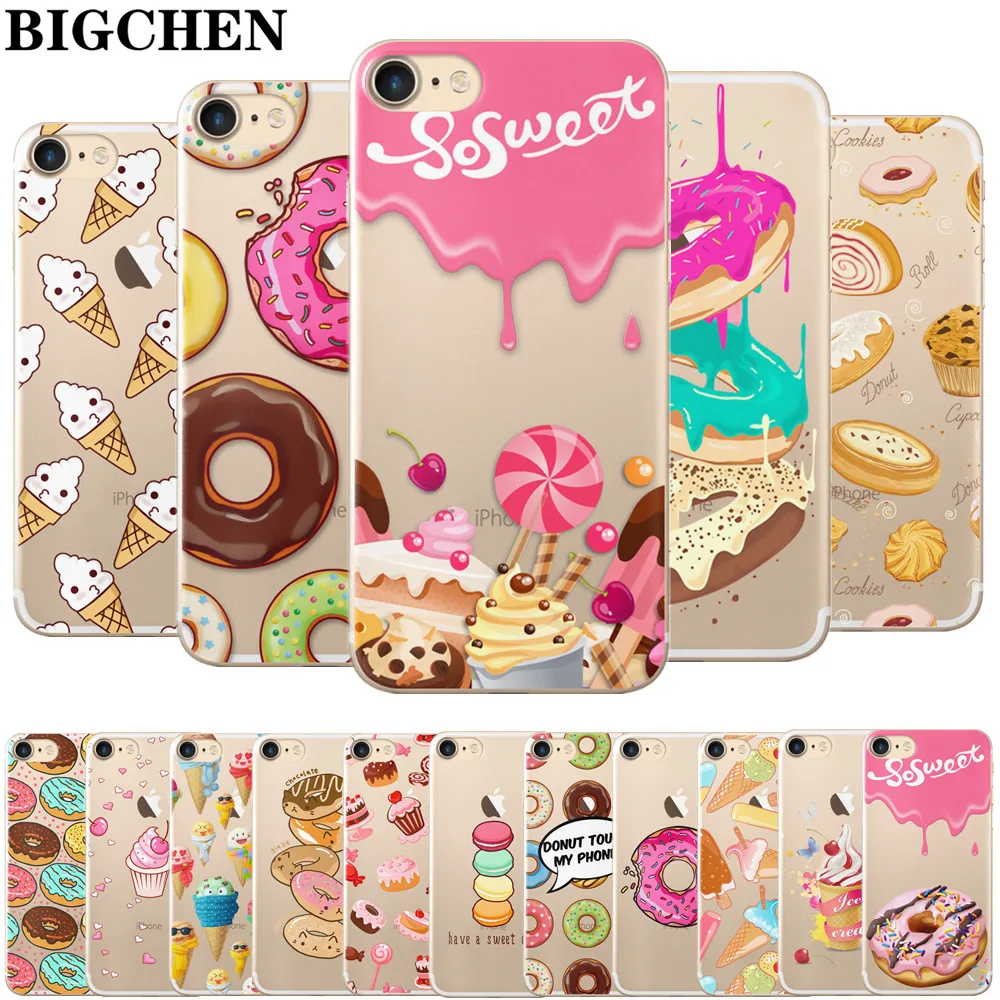 Силиконовый чехол BIGCHEN для iphone 6 6s 8 7 plus X с рисунком мороженого макарон 11 Pro XS Max XR 5 SE
