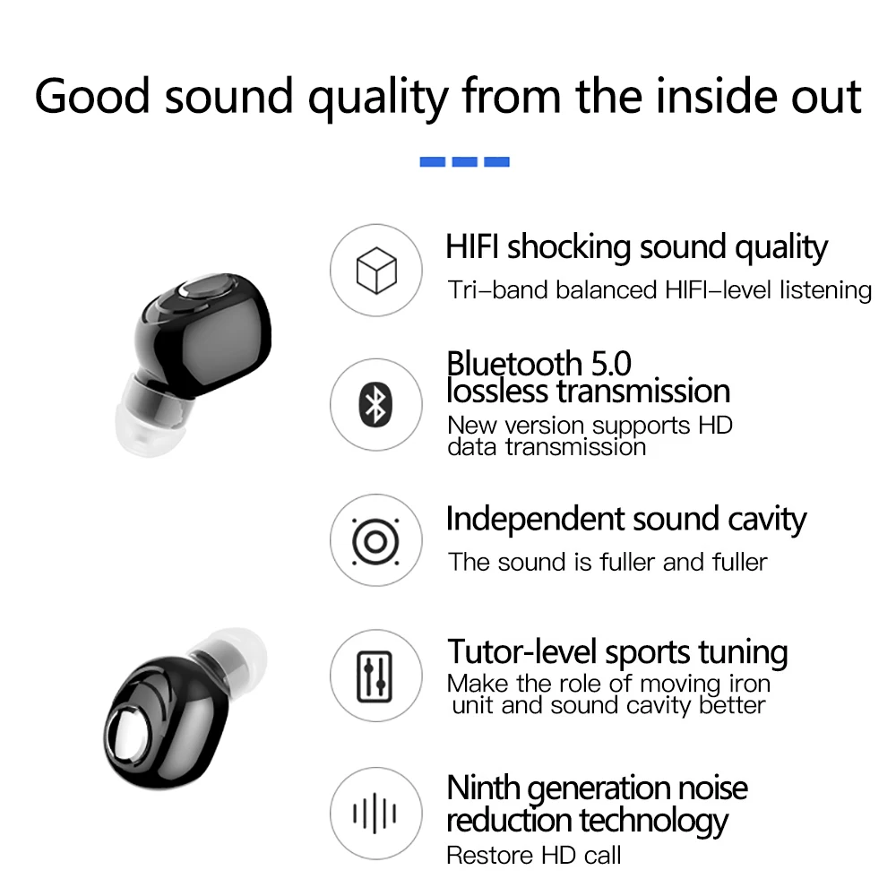 Rovtop мини беспроводные Bluetooth наушники 5 0 стерео с микрофоном спортивные для бега