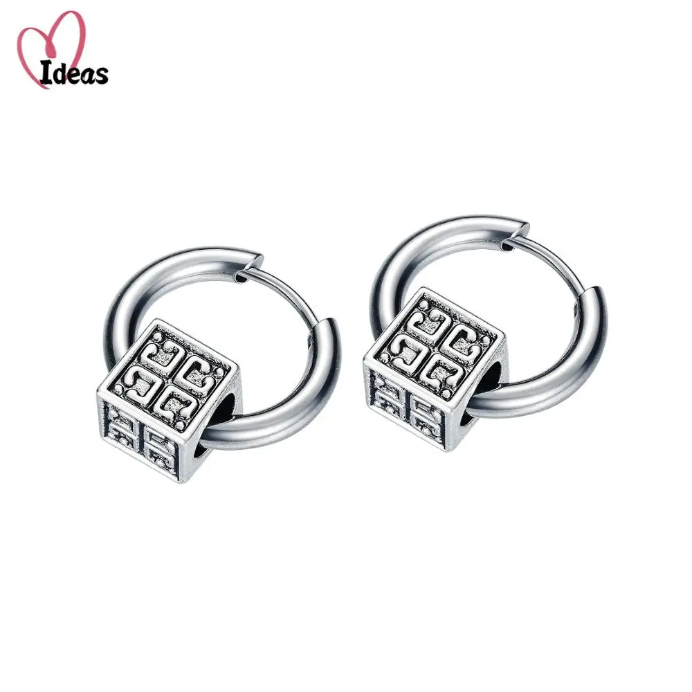 

Cool Punk Men's Stainless Steel Hip Hop Stud Earrings Round Earring Pendant For Men Earings Jewelry Sliver Plated For Gifts
